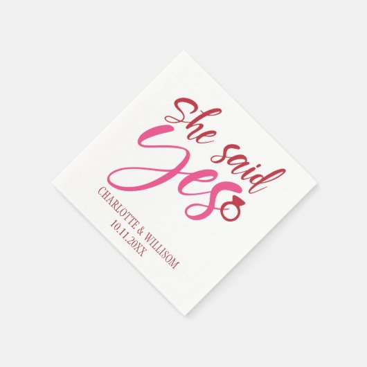 Serviette En Papier Elle A Dit Oui Partie Engagement (Coin)