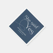 Serviette En Papier Elle A Dit Oui Partie Engagement Bleu (Coin)