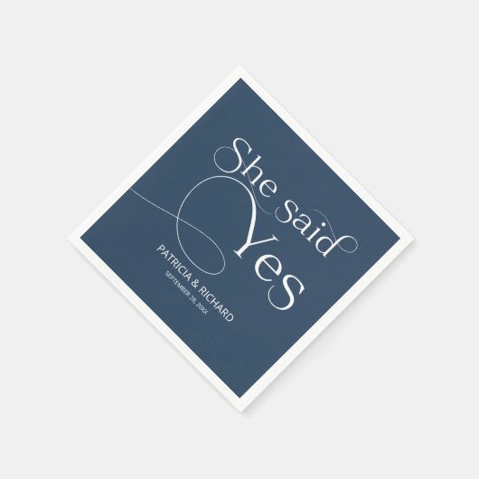 Serviette En Papier Elle A Dit Oui Partie Engagement Bleu (Coin)