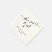 Serviette En Papier Elle A Dit Oui Partie Engagement Dusty Black (Coin)