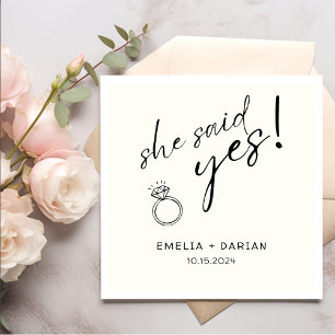 Serviette En Papier Elle A Dit Oui Partie Engagement Dusty Black