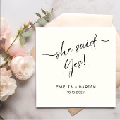 Serviette En Papier Elle A Dit Oui Partie Engagement Dusty Black