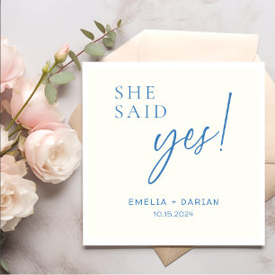 Serviette En Papier Elle A Dit Oui Partie Engagement Dusty Blue