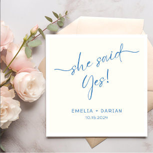Serviette En Papier Elle A Dit Oui Partie Engagement Dusty Blue