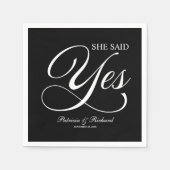 Serviette En Papier Elle A Dit Oui Partie Engagement Noir (Devant)