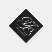 Serviette En Papier Elle A Dit Oui Partie Engagement Noir (Coin)