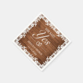 Serviette En Papier Elle A Dit Oui Russe Bois & Dentelle Blanche (Coin)