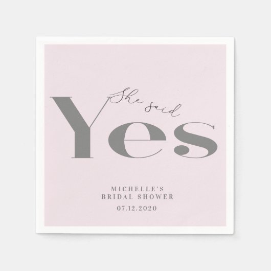 Serviette En Papier Elle a dit oui typographie moderne douche nuptiale (Devant)