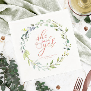 Serviette En Papier Elle a Dit Oui Verdure Eucalyptus Baby Shower