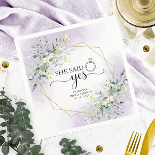 Serviette En Papier Elle a dit oui Verdure Géométrique Baby Shower
