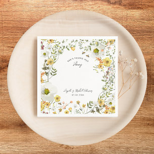 Serviette En Papier Elle a trouvé sa douche nuptiale florale jaune mie