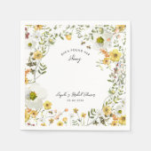 Serviette En Papier Elle a trouvé sa Fête des mariées florale jaune mi (Devant)