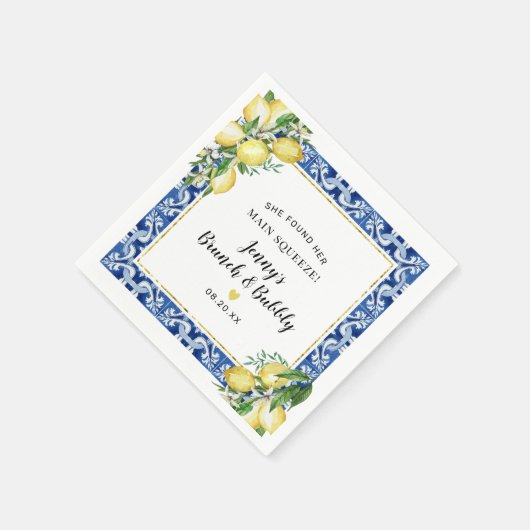 Serviette En Papier Elle a trouvé son brunch au citron pétillant Main (Coin)