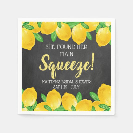 Serviette En Papier Elle a trouvé son Lemon Bridal Shower principal (Devant)