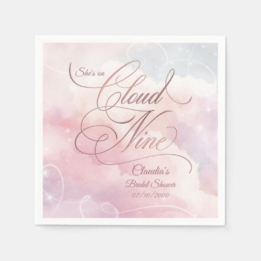 Serviette En Papier Elle est sur un nuage, Shower de mariage (Devant)