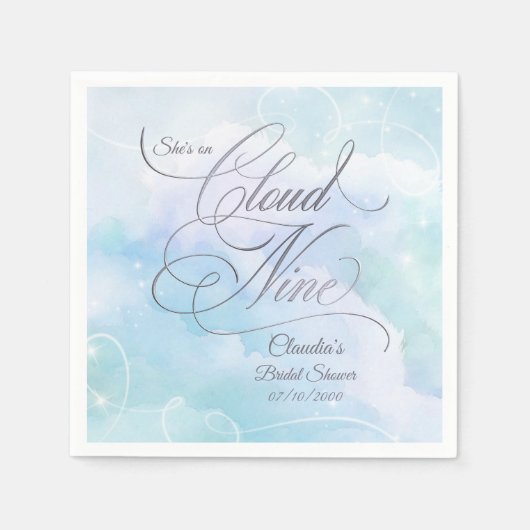 Serviette En Papier Elle est sur un nuage, Shower de mariage (Devant)