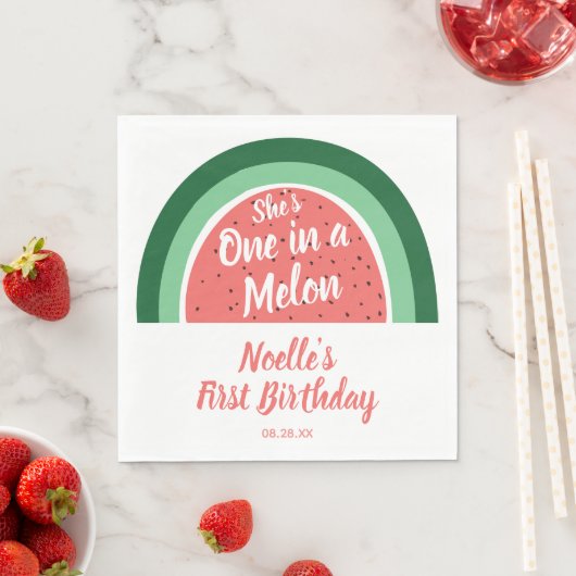 Serviette En Papier Elle est une dans un Melon, Watermelon Rainbow Bir (En situation)
