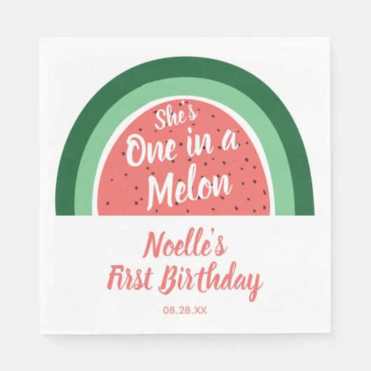 Serviette En Papier Elle est une dans un Melon, Watermelon Rainbow Bir (Devant)