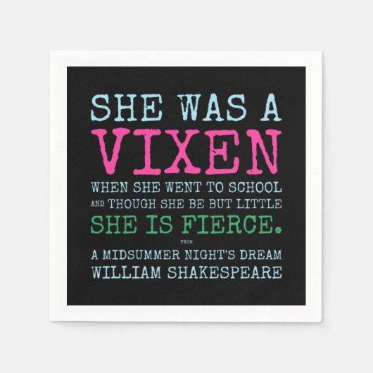 Serviette En Papier ELLE ÉTAIT UN VIXEN Cocktail Napkins (Devant)