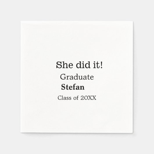 Serviette En Papier Elle l'a fait diplômée ajouter nom classe de texte (Devant)
