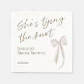 Serviette En Papier Elle noue le noeud | Fête des mariées blanche (Devant)