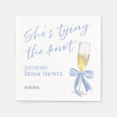 Serviette En Papier Elle noue le noeud | Fête des mariées Bleu Bow (Devant)