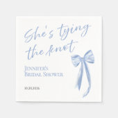 Serviette En Papier Elle noue le noeud | Fête des mariées Bleu Bow (Devant)