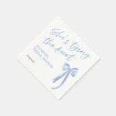 Serviette En Papier Elle noue le noeud | Fête des mariées Bleu Bow (Coin)
