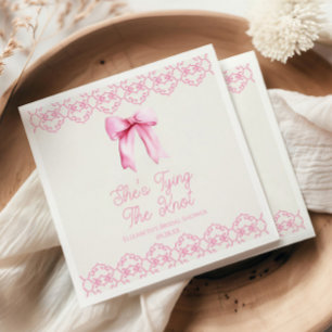 Serviette En Papier Elle Noue Le Nœud Rose Bow Shower Nuptial