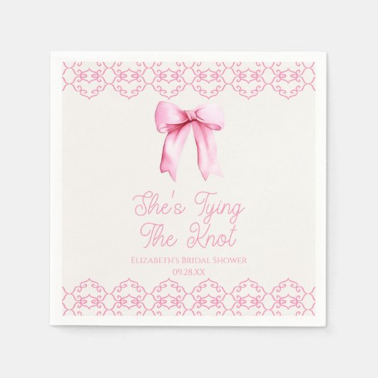 Serviette En Papier Elle Noue Le Nœud Rose Mariage Shower (Devant)