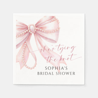 Serviette En Papier Elle Noue le Nœud Rose Perle Lavage de Mariée