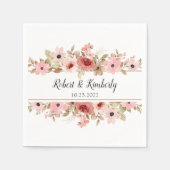 Serviette En Papier ELLE Rose Fleur Élégant Mariage (Devant)