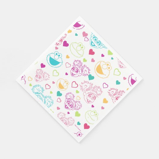 Serviette En Papier Elmo & Abby Cadabby Valentine Hearts Motif (Coin)