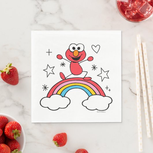Serviette En Papier Elmo Rainbow Doodley Graphic (En situation)