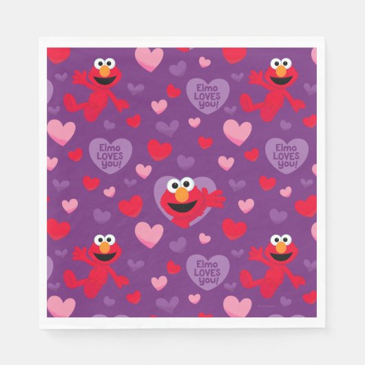 Serviette En Papier Elmo vous aime Motif de la Saint Valentin (Devant)