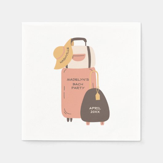 Serviette En Papier Emballez vos sacs Bagages Destination Bachelorette (Devant)