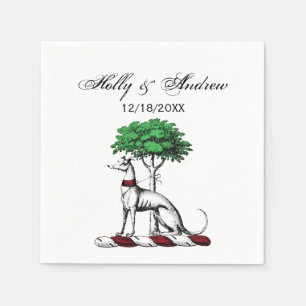Serviette En Papier Emblème de blason d'arbre avec Greyhound Whippet
