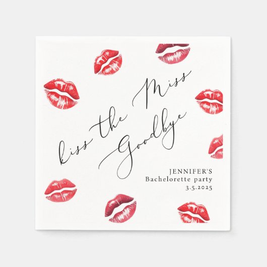 Serviette En Papier Embrasse la fête Miss Goodbye Bachelorette (Devant)