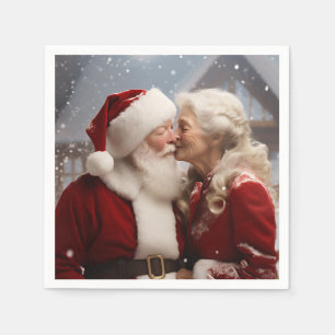 Serviette En Papier Embrasser M. et Mme Père Noël