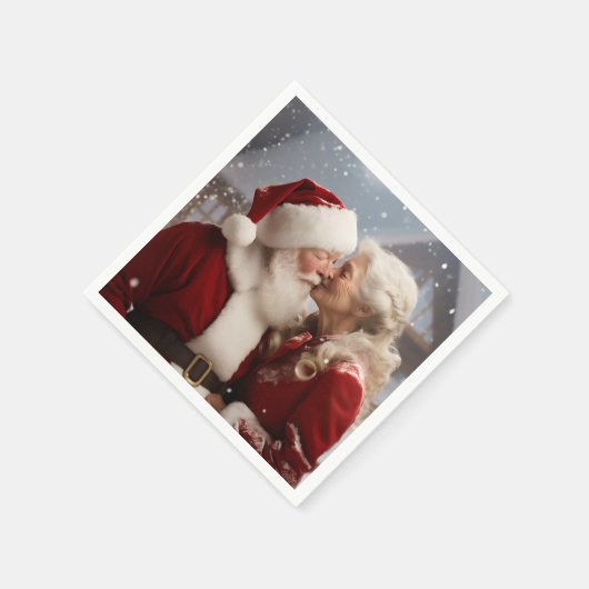 Serviette En Papier Embrasser M. et Mme Père Noël (Coin)