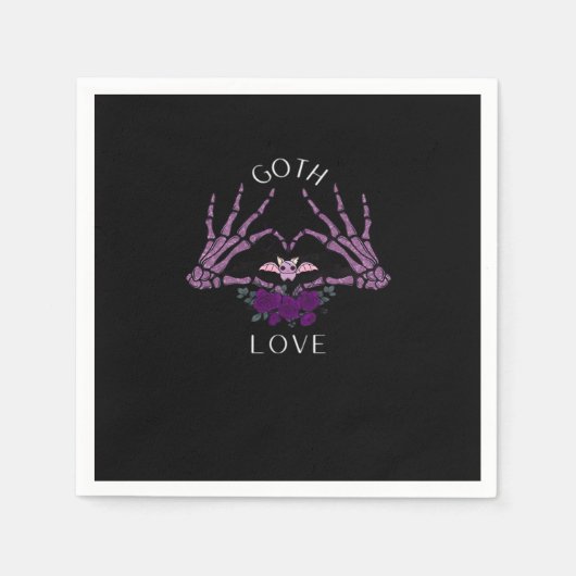 Serviette En Papier Embrassez Goth Skeleton Heart (Devant)