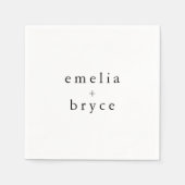 Serviette En Papier EMELIA Blanc Noir Rustique Simple Mariage moderne (Devant)
