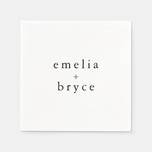 Serviette En Papier EMELIA Blanc Noir Rustique Simple Mariage moderne (Devant)