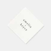 Serviette En Papier EMELIA Blanc Noir Rustique Simple Mariage moderne (Coin)