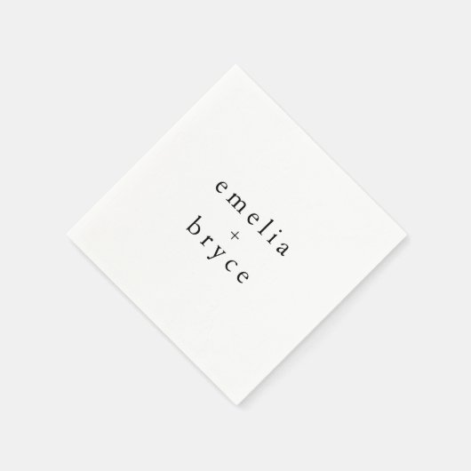 Serviette En Papier EMELIA Blanc Noir Rustique Simple Mariage moderne (Coin)