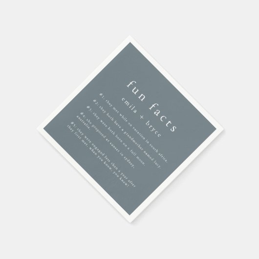 Serviette En Papier EMELIA Dusty Blue Winter Minimal Fun Fact Mariage (Coin)