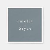 Serviette En Papier EMELIA Minimal Dusty Blue Winter Rustic Mariage (Devant)