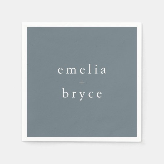 Serviette En Papier EMELIA Minimal Dusty Blue Winter Rustic Mariage (Devant)