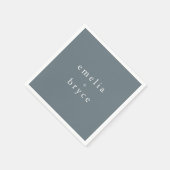 Serviette En Papier EMELIA Minimal Dusty Blue Winter Rustic Mariage (Coin)