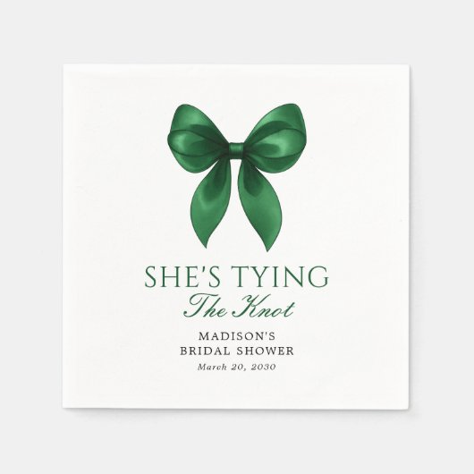 Serviette En Papier Emerald Bow She's Tying the Knot Bridal Shower (Devant)